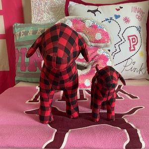 SOLD— Red plaid VS PINK large and small dog bundle